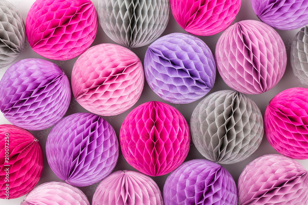 Creative arrangement pattern of colorful honeycomb balls with copy space for text. isolated on white background. Flat Creative arrangement pattern of colorful honeycomb balls with copy space for text. isolated on white background. Flat