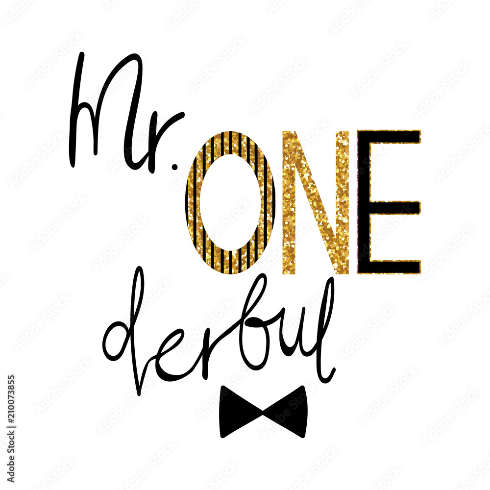 Mister wonderful cute kids print. Fashion birthday card with gold ...