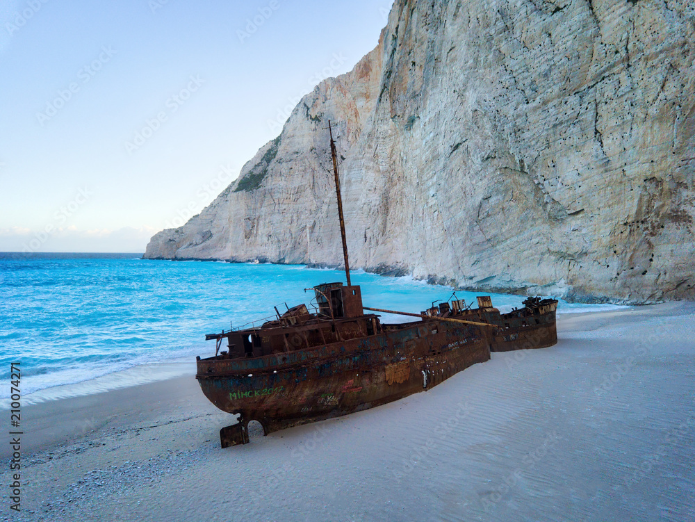 Zakynthos Shipwreck Beach from the Cliffs in Greece taken in Spring 2018