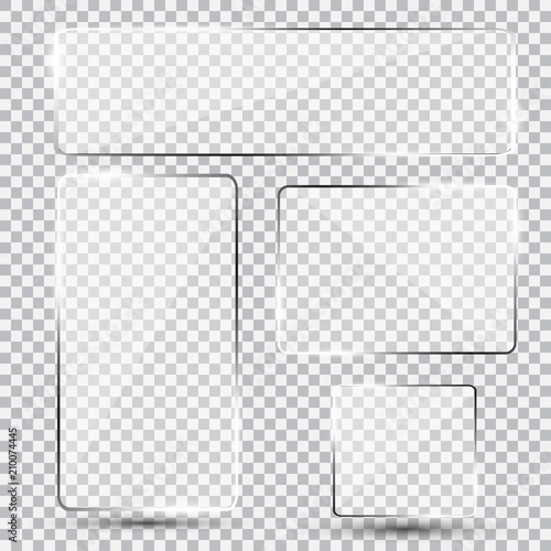Set of shiny glass plate.