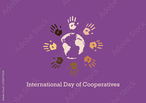 International Day of Cooperatives vector. Human cooperation vector illustration. Color hand print picture. Important day