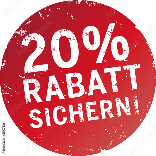 Button 20% Rabatt sichern rot zerkratzt