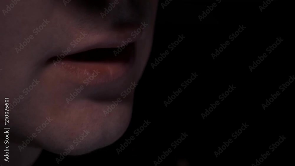 Unrecognizable man talks extremely close shot Unrecognizable man talks extremely close shot