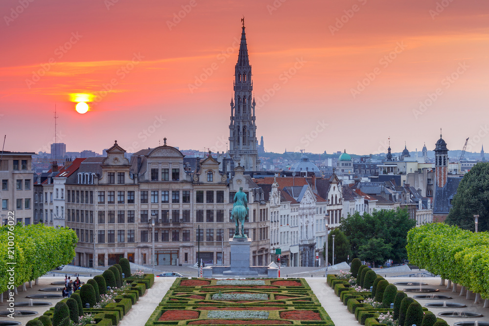 Brussels. Mountain of Arts at sunset.