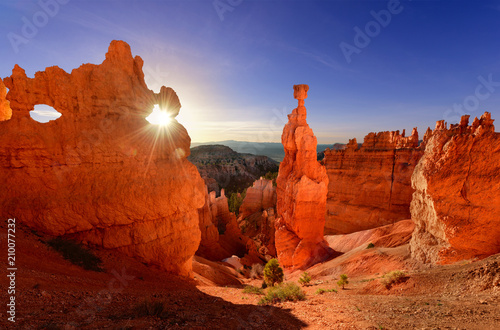 Thor's hammer in Bryce Canyon National Park in Utah USA at sunrise. photo