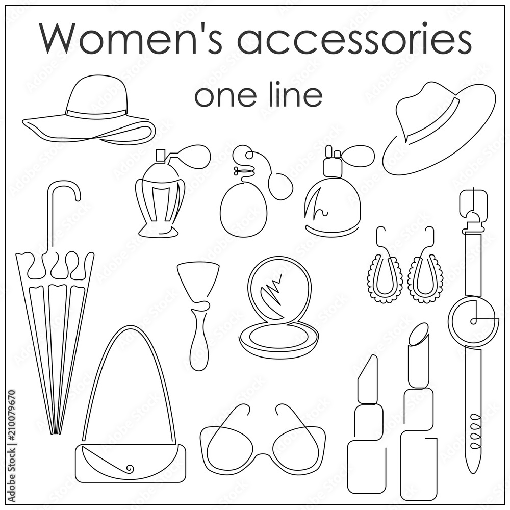 Women's accessories painted in one line.