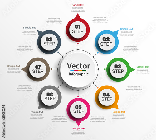 Infographic design template can be used for workflow layout, diagram, number options, web design. Infographic business concept with 8 options, parts, steps or processes. Vector eps 10