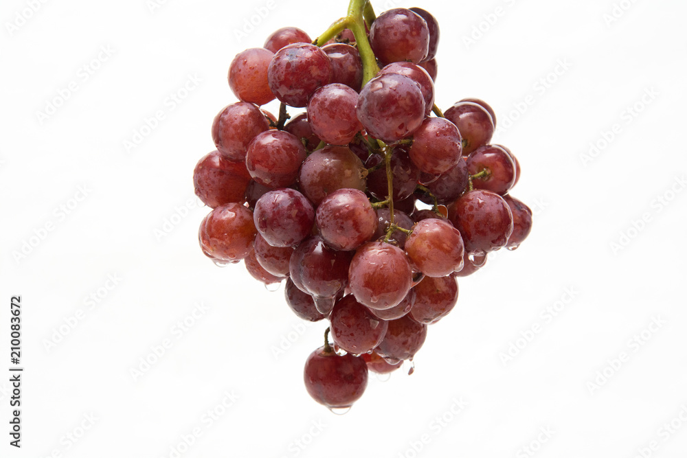 Bunch of red grapes isolated, fresh fruit
