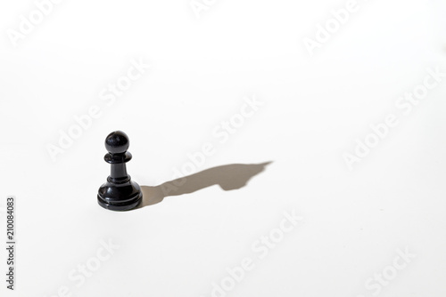 Chess pawn casting the shadow of a horse.