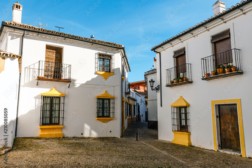 Fototapeta premium Architectural details, typical street in historic district of Ronda, Spain