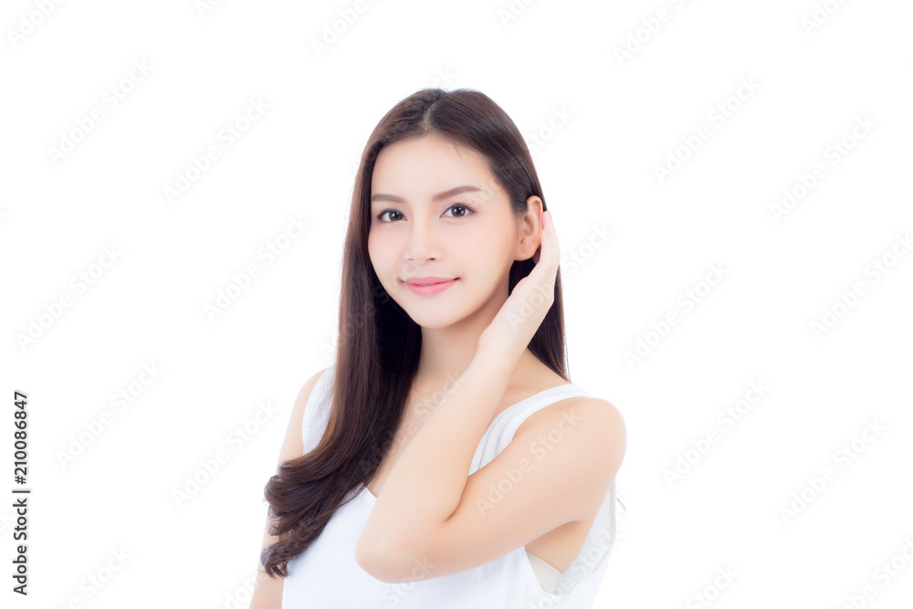 Portrait of beautiful asian woman makeup of cosmetic, beauty of girl with face smile attractive isolated on white background, perfect with wellness and healthcare concept. Portrait of beautiful asian woman makeup of cosmetic, beauty of girl with face smile attractive isolated on white background, perfect with wellness and healthcare concept.