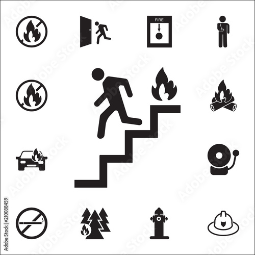 run man in the stairs exit icon. Detailed set of fire guard icons. Premium quality graphic design sign. One of the collection icons for websites, web design, mobile app