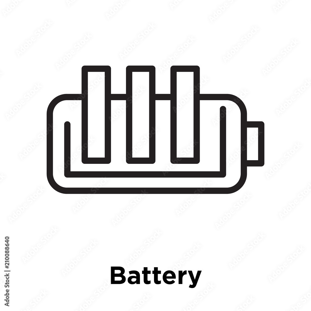 Battery icon vector sign and symbol isolated on white background, Battery logo concept Battery icon vector sign and symbol isolated on white background, Battery logo concept