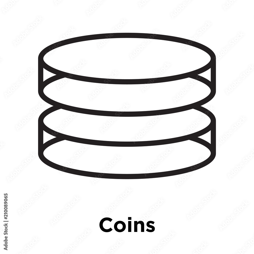 Coins icon vector sign and symbol isolated on white background, Coins logo concept Coins icon vector sign and symbol isolated on white background, Coins logo concept