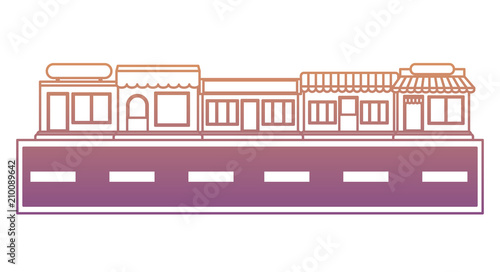 street with stores over white background, vector illustration