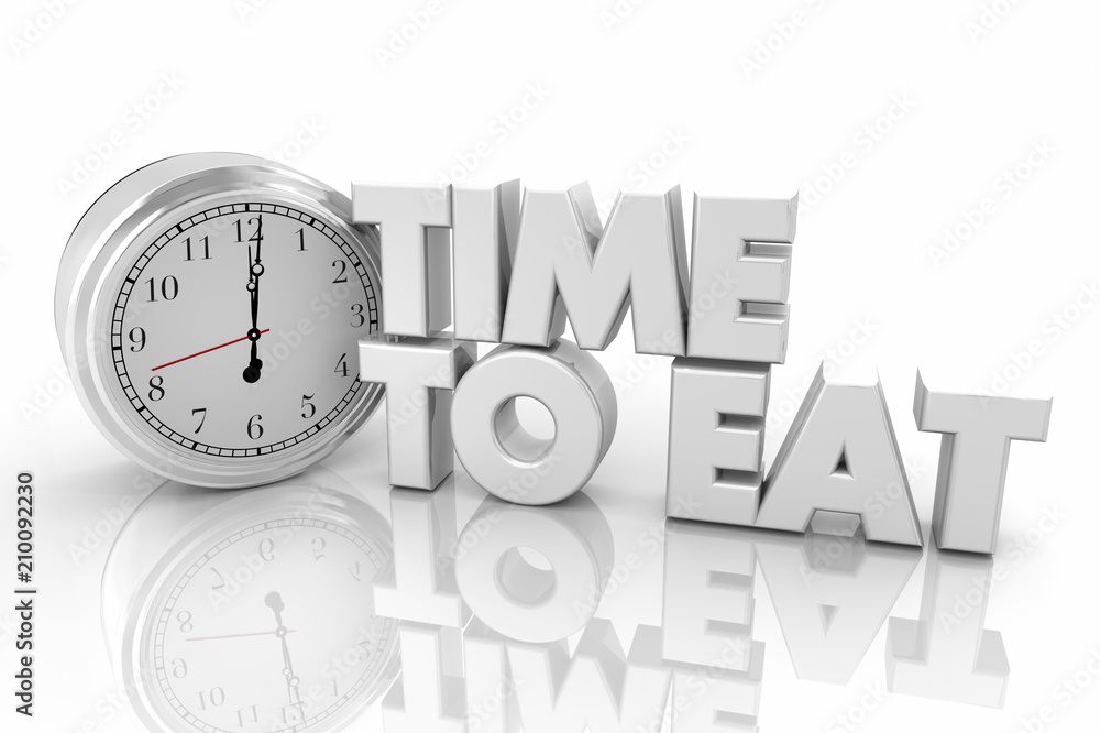 Time to Eat Dinner Lunch Break Clock 3d Render Illustration Stock