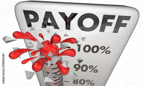 Billede på lærred Payoff Thermometer 100 Percent Total Payout 3d Render Illustration
