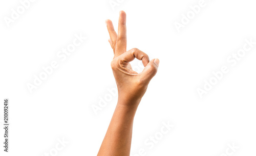 Hand on white background.