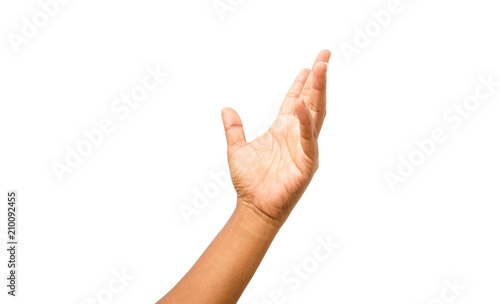 Hand on white background.