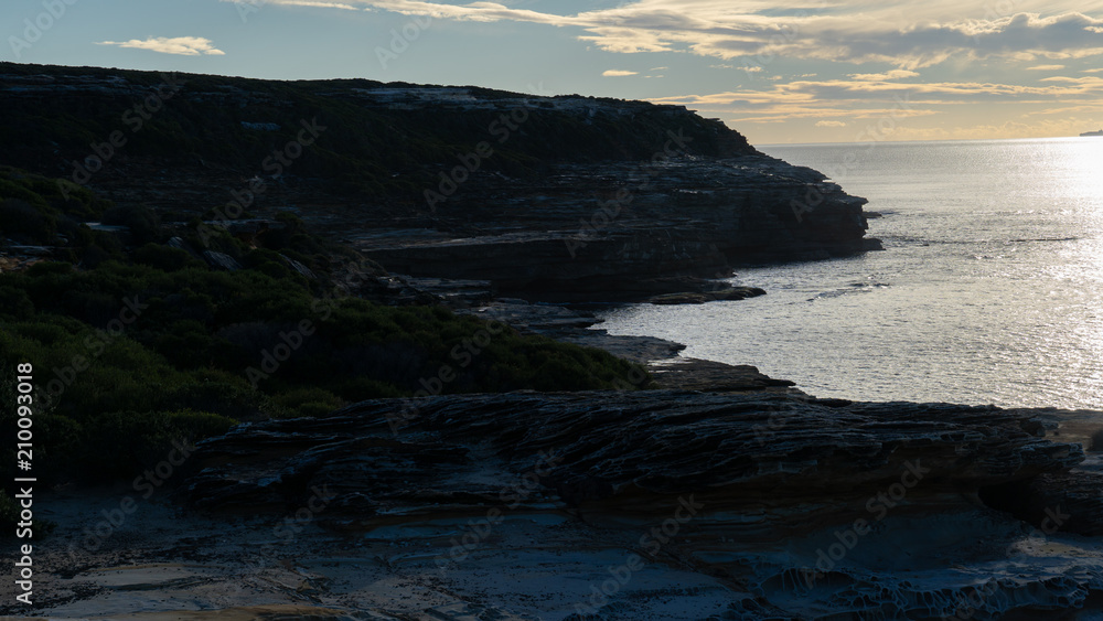 Rocky Australian coast line at sunrise