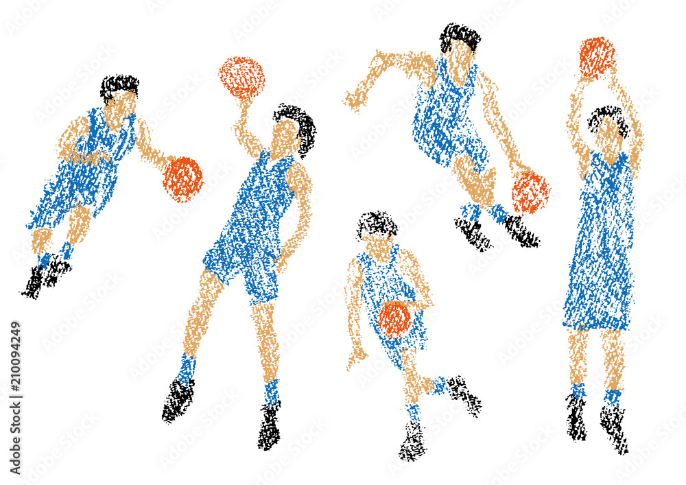 Fototapeta premium クレヨンで描かれたバスケットボール選手