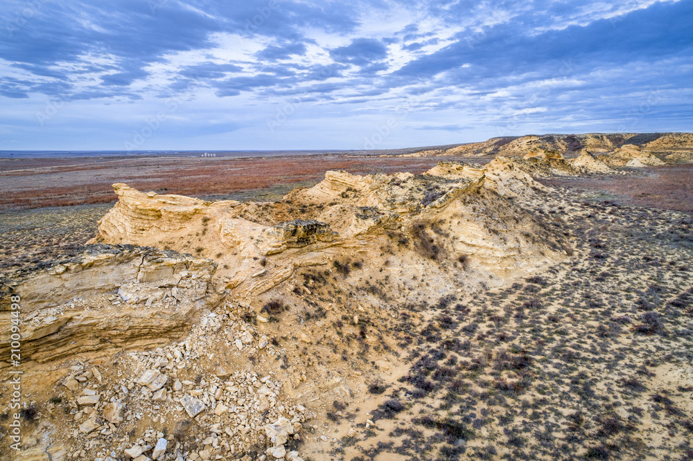 Monument Rocks in western Kansas prairie