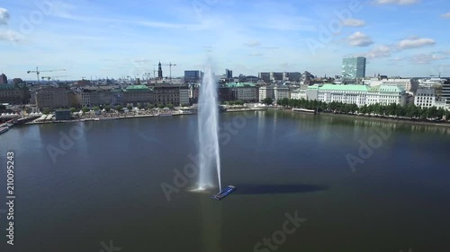 Aerial view of the inner alster and outer alster lake in Hamburg with Lombardsbruecke photo