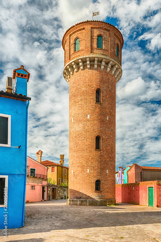 Water tower on the island of Burano, Venice, Italy