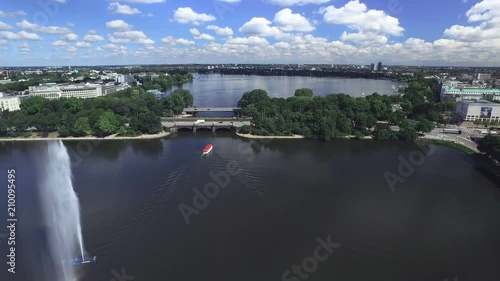 Aerial view of the inner alster and outer alster lake in Hamburg with Lombardsbruecke photo