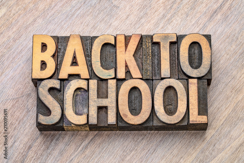 back to school word abstract in vintage wood type