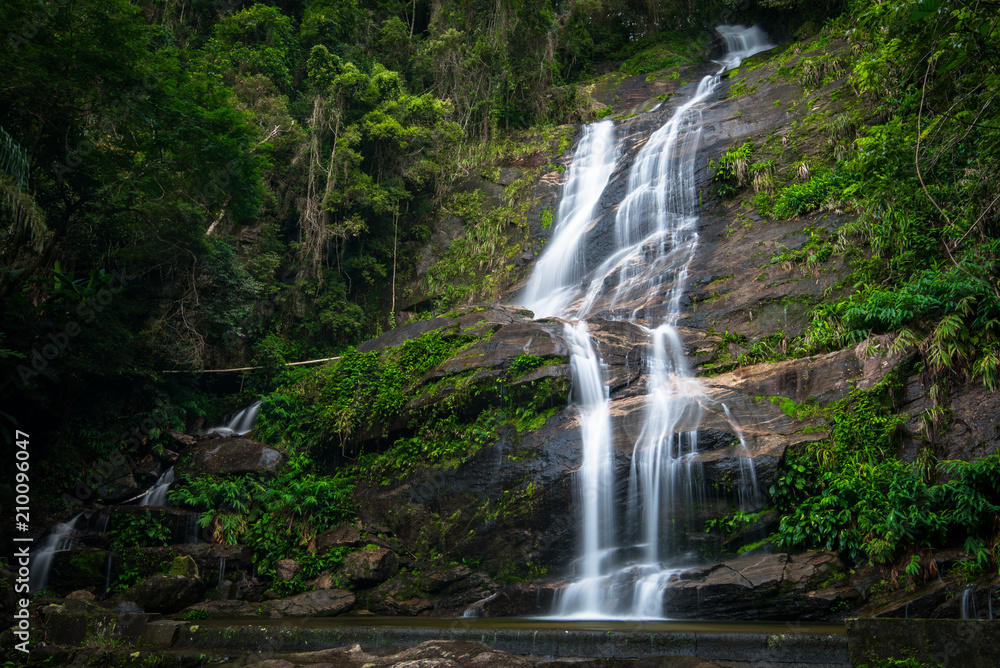 Famous Waterfall in Tijuca National Forest, in Rio de Janeiro, Brazil