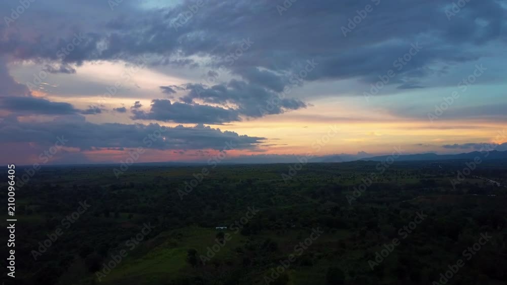 Aerial Drone travels over Haitian sunset Aerial Drone travels over Haitian sunset