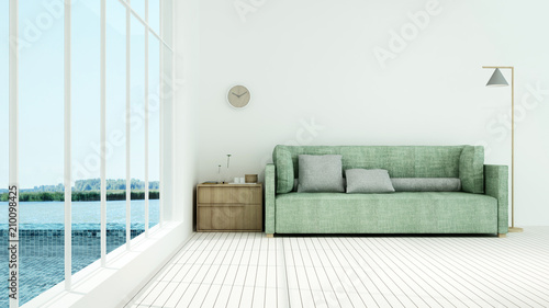 Interior hotel relax space and swimming pool 3d rendering - nature view background  © Jitakorn