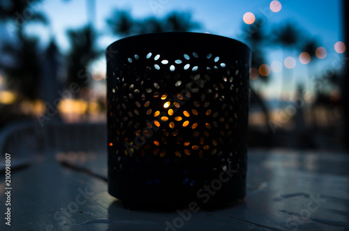 Candlelit patterns with Island Sunset and Palm Trees - Singapore