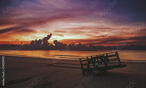 cart and beach sunrise