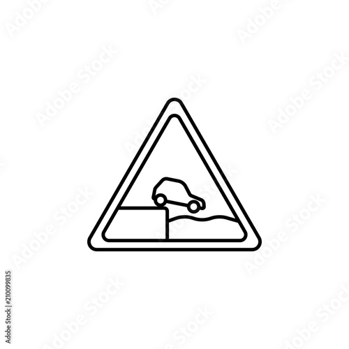 sign Departure to the embankment icon. Element of traffic signs icon for mobile concept and web apps. Thin line sign Departure to the embankment icon can be used for web and mobile