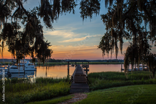 Southeast savannah marsh and docks scene photo