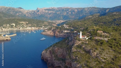 Port de Soller aerial view, Majorca. Mediterranean sea. photo