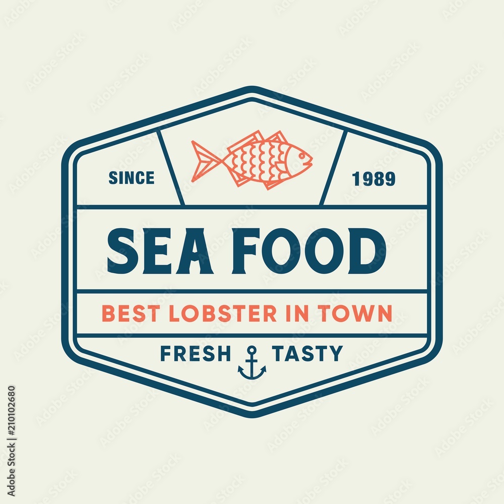 Seafood fish for restaurant line logo design. Vector icon illustration modern simple line logo
Seafood fish for restaurant line logo design. Vector icon illustration modern simple line logo