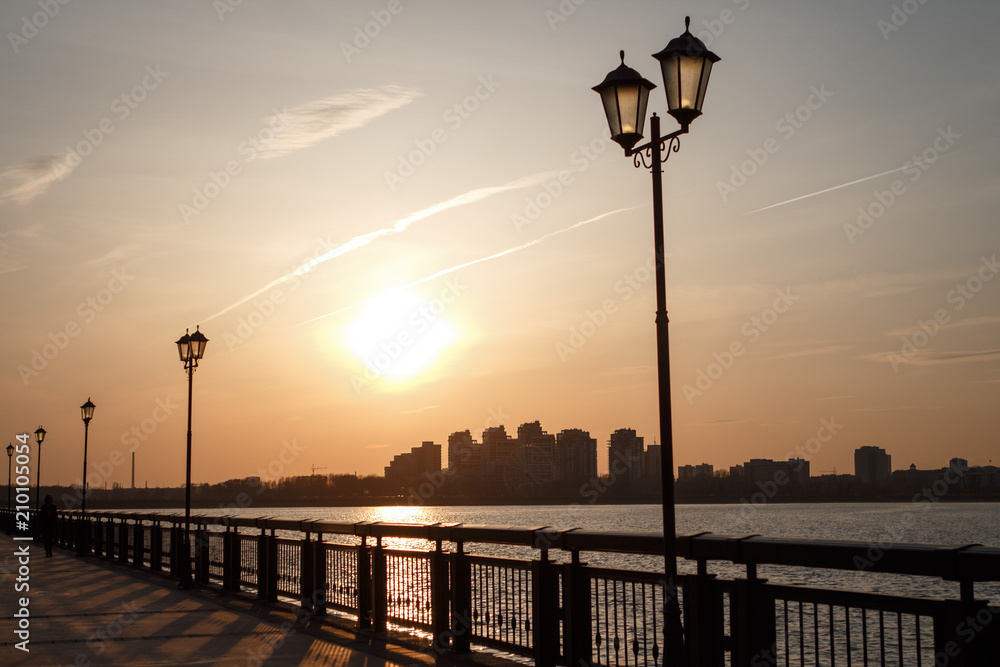 walk along the embankment of Kazan at sunset