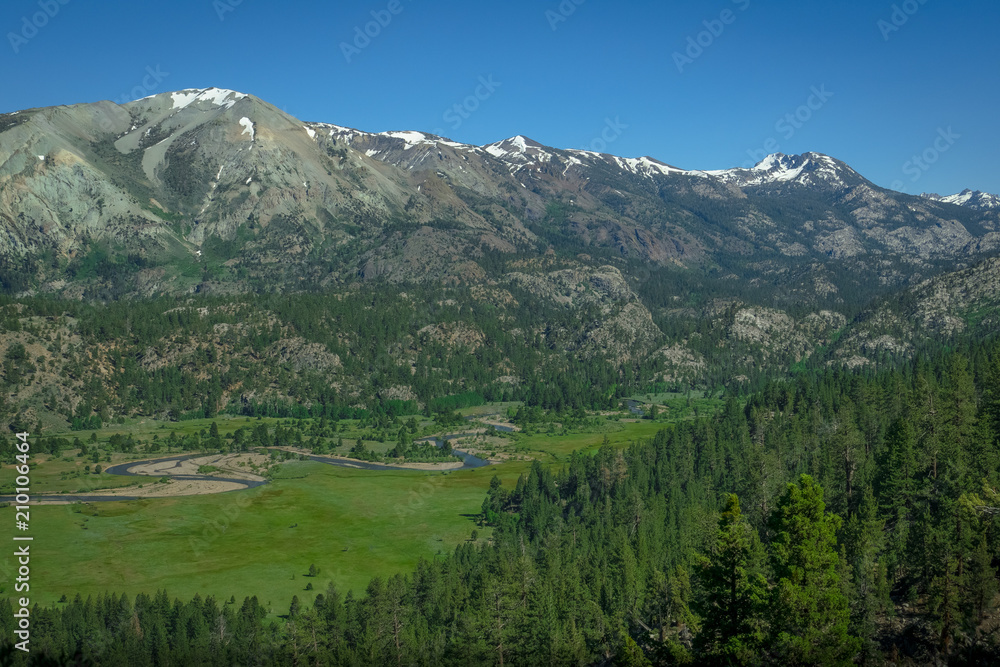 Green Springtime Mountain Valley With Snaking River