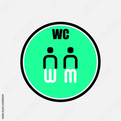 Funny WC,Toilet,Restroom door plate symbols.Man and woman toilet icon.Vector black silhouette illustration.