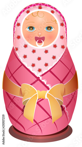 Russian national traditional wooden doll matreshka baby
