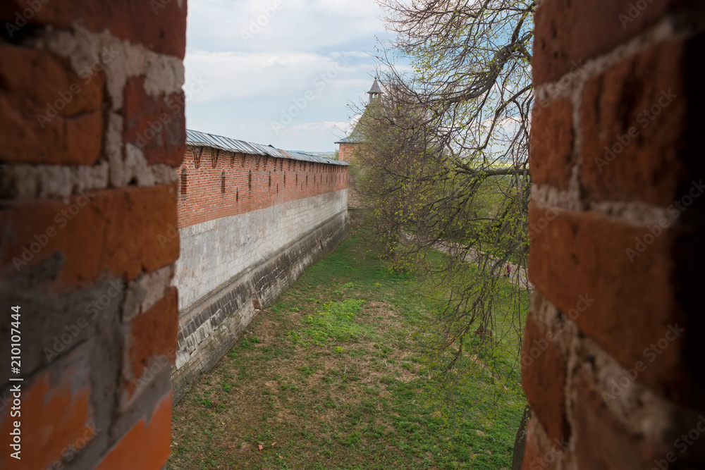 Walls of medieval fortress. Inner View of the Zaraysk Kremlin Walls of medieval fortress. Inner View of the Zaraysk Kremlin