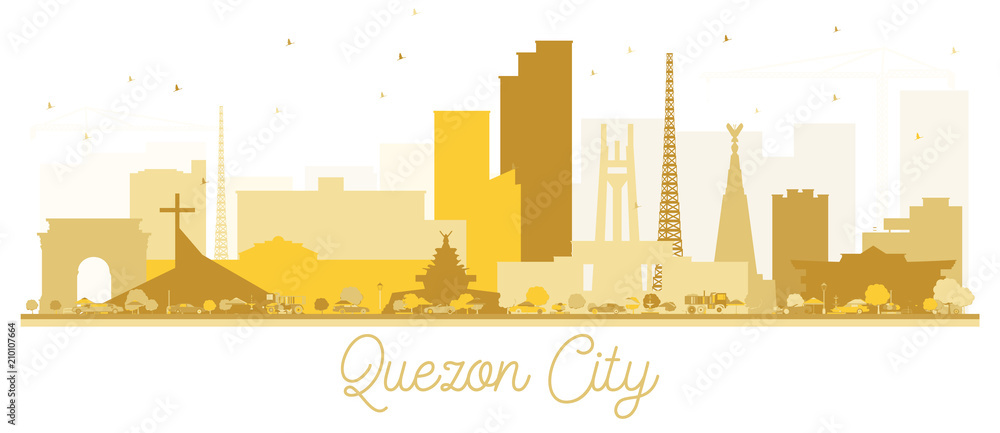 Quezon City skyline Golden silhouette.