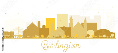 Burlington Iowa skyline Golden silhouette.