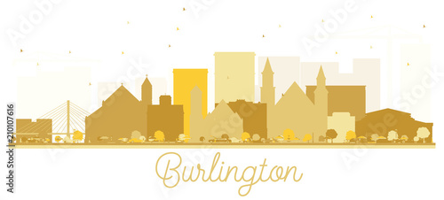 Foto Burlington Iowa skyline Golden silhouette.