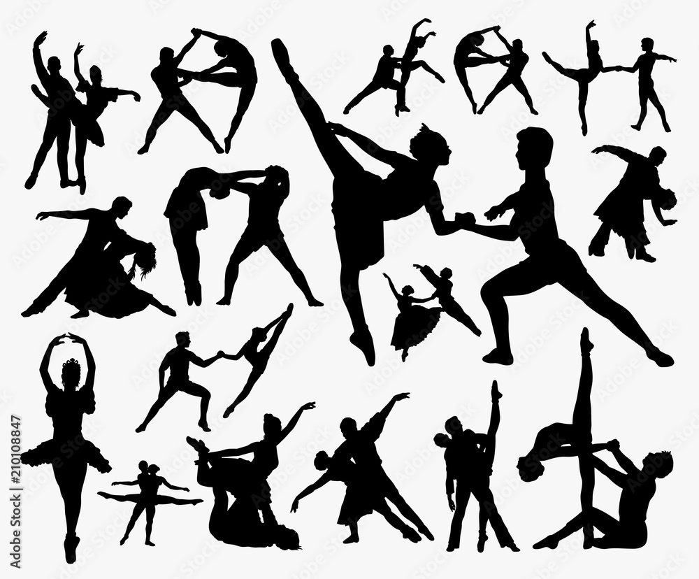 Obraz premium Dance exercise silhouette. Good use for symbol, logo, web icon, mascot, sign, or any design you want.