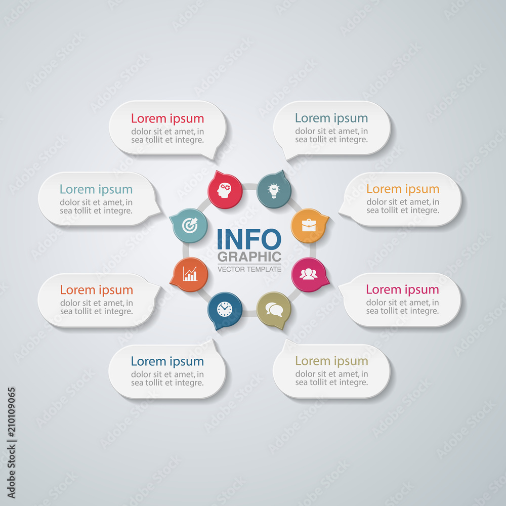Vector infographic template for diagram, graph, presentation, chart, business concept with 8 options. Vector infographic template for diagram, graph, presentation, chart, business concept with 8 options.