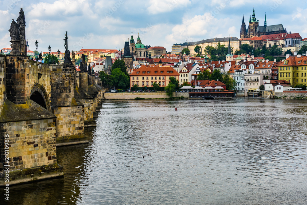 Charles Bridge and Cathedral in Prague, Czech Republic